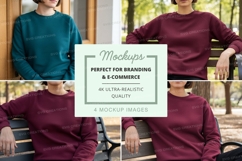 Sweatshirt mockup with models in park Product Image 1
