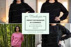Sweatshirt mockup - long sleeve crew neck in black and pink Product Image 1