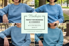 Light blue oversized sweatshirt mockup with four views Product Image 1