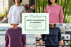 Long sleeve sweatshirt mockup with multiple models Product Image 1