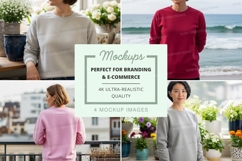 Long sleeve sweatshirt mockup in various colors Product Image 1