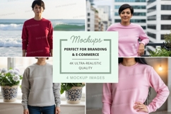 Sweatshirt mockup set featuring various styles and colors Product Image 1
