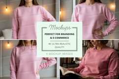 Pink long sleeve sweatshirt mockup Product Image 1