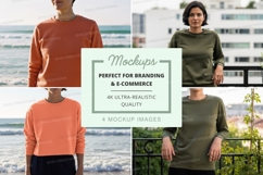 Sweatshirt mockup with models in urban and beach settings Product Image 1