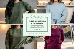 Long sleeve sweatshirt mockup in multiple colors Product Image 1