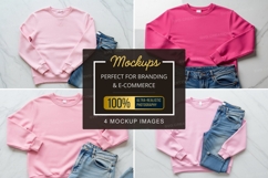 Mockup: kids' pink sweater and denim jeans outfit Product Image 1