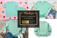 Mockup: pastel green t-shirts and sweatshirts with easter de Product Image 1