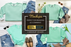 Mockup: casual outfit with turquoise t-shirts Product Image 1