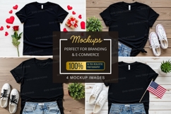 Mockup: black t-shirt with various outfits Product Image 1