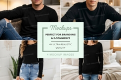 Black long sleeve t-shirt mockup Product Image 1