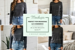 Long sleeve t-shirt mockup in black Product Image 1