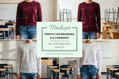 Classroom t-shirt mockup with long sleeve t-shirts Product Image 1