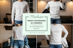 Long sleeve t-shirt mockup - white Product Image 1