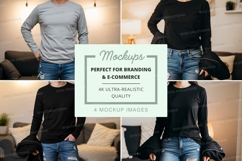 Long sleeve t-shirt mockup with models Product Image 1