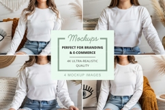 White long sleeve t-shirt mockup Product Image 1