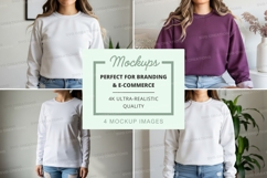 Long sleeve t-shirt mockup in white and purple Product Image 1