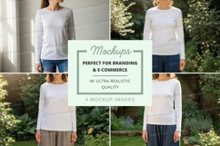 Long sleeve t-shirt mockup with model Product Image 1