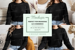 Black long sleeve t-shirt mockup Product Image 1