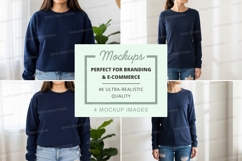Long sleeve t-shirt mockup - navy blue Product Image 1