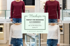 Long sleeve t-shirt mockup with models Product Image 1