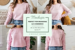 Pink long sleeve t-shirt mockup Product Image 1