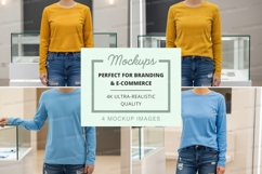 Long sleeve t-shirt mockup in yellow and blue Product Image 1