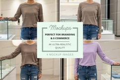 Long sleeve t-shirt mockup in brown and purple Product Image 1