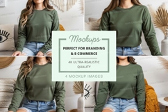 Long sleeve t-shirt mockup in green Product Image 1