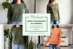 Long sleeve t-shirt mockup - front and back views Product Image 1