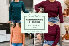 Long sleeve t-shirt mockup with models Product Image 1