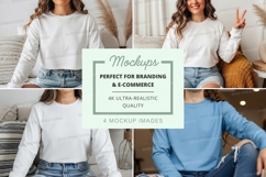 Women's long sleeve t-shirt mockup in white and blue Product Image 1