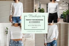 Long sleeve t-shirt mockup with model Product Image 1