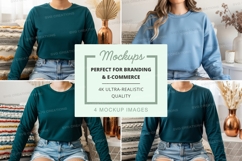 Long sleeve t-shirt mockup in teal and light blue Product Image 1