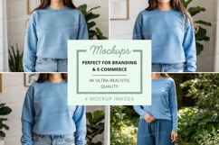 Light blue cropped sweatshirt mockup Product Image 1