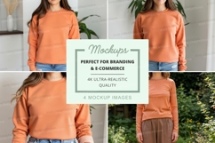 Long sleeve sweatshirt mockup in orange Product Image 1