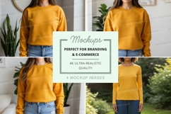Mockup of yellow oversized sweatshirt with model Product Image 1