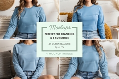 Light blue long sleeve t-shirt mockup Product Image 1