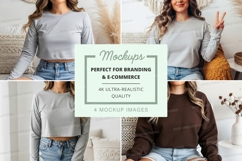 Long sleeve crop sweatshirt mockup Product Image 1