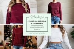 Long sleeve crop sweatshirt mockup Product Image 1