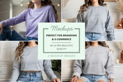 Oversized sweatshirt mockup with multiple models Product Image 1