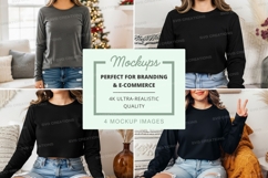 Long sleeve t-shirt mockup in multiple scenarios Product Image 1