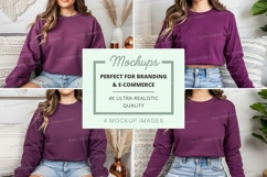 Purple long sleeve crew neck t-shirt mockup Product Image 1