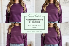 Purple crew neck sweatshirt mockup Product Image 1