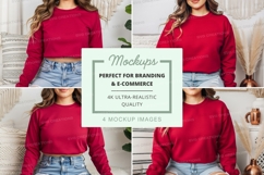 Long sleeve crop top mockup in red Product Image 1