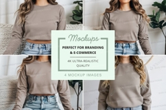 Long sleeve crop sweatshirt mockup Product Image 1