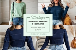 Women's long sleeve crop t-shirt mockup Product Image 1