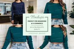 Long sleeve crop top mockup Product Image 1