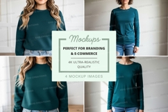 Teal long sleeve t-shirt mockup Product Image 1