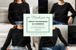 Long sleeve t-shirt mockup in black Product Image 1