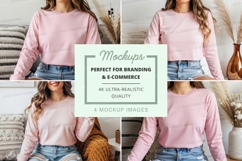 Long sleeve t-shirt mockup in pink Product Image 1